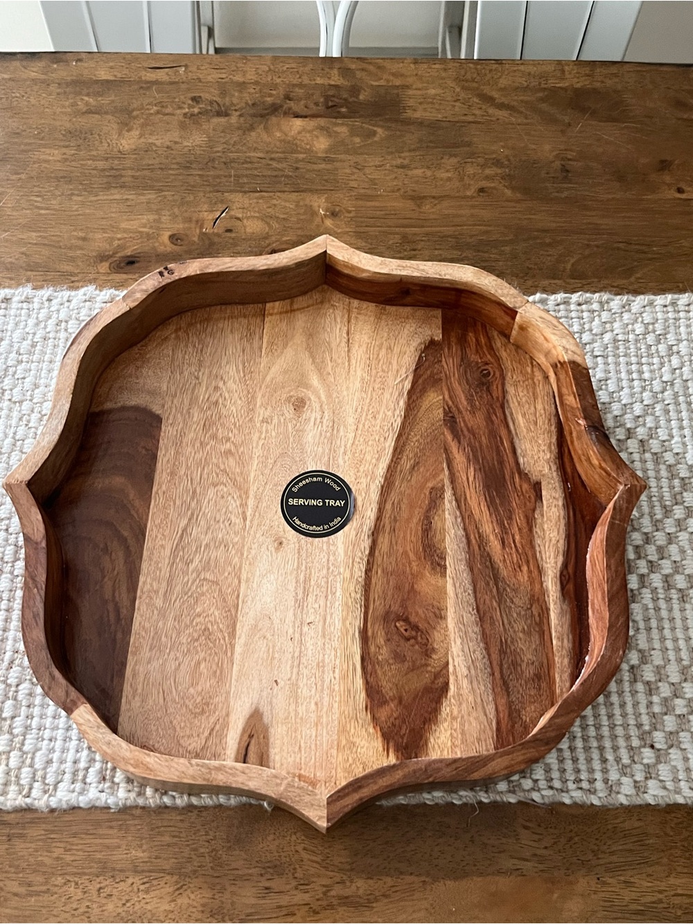 Wooden Decorative Serving Tray - Natural Brown